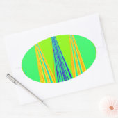Helder edgy geometrisch neon patroon art ontwerp ovale sticker (Envelop)