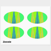 Helder edgy geometrisch neon patroon art ontwerp ovale sticker (Vel)