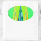 Helder edgy geometrisch neon patroon art ontwerp ovale sticker (Tas)