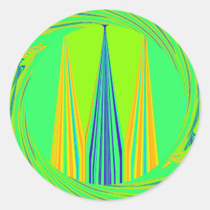 Helder edgy geometrisch neon patroon art ontwerp ronde sticker