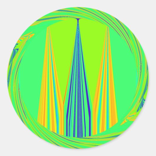 Helder edgy geometrisch neon patroon art ontwerp ronde sticker (Voorkant)