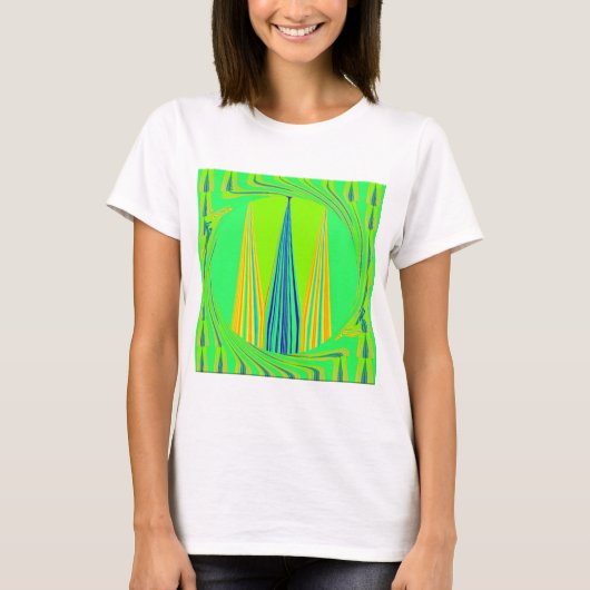 Helder edgy geometrisch neon patroon art ontwerp t-shirt (Voorkant)