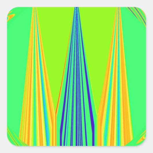 Helder edgy geometrisch neon patroon art ontwerp vierkante sticker (Voorkant)