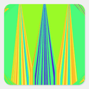 Helder edgy geometrisch neon patroon art ontwerp vierkante sticker