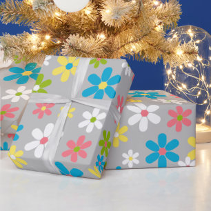 Helder Eenvoudig Kleurrijk Lente Floral Art Patroo Cadeaupapier