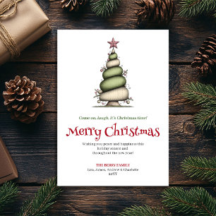 Helder Eigentijds Kerstboom Aquarel Groetkaart Feestdagenkaart