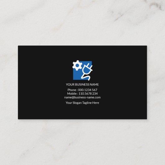 Helder elektrisch bliksem visitekaartje (Achterkant)