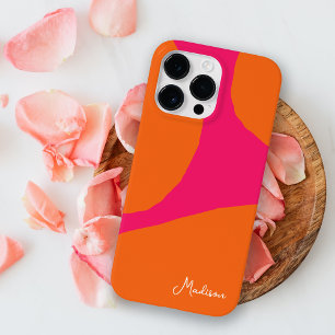 Helder en Bold Heet Roze en Sinaasappel Abstract Case-Mate iPhone 14 Pro Max Hoesje
