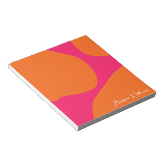 Helder en Bold Heet Roze en Sinaasappel Abstract Notitieblok (Schuin)