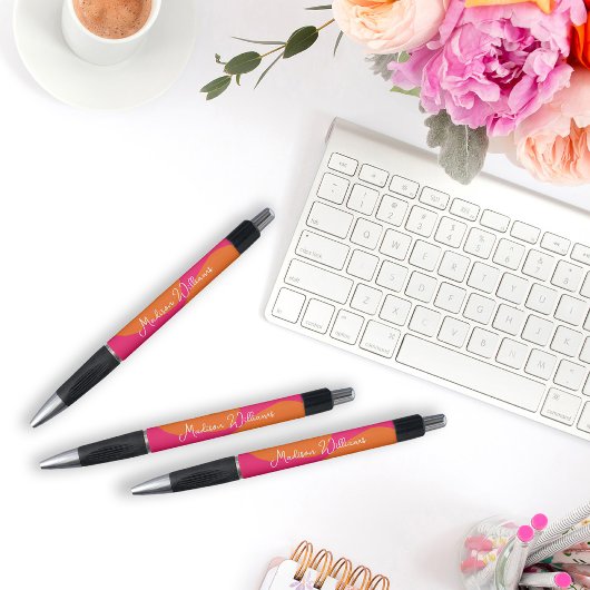 Helder en Bold Heet Roze en Sinaasappel Abstract Pen