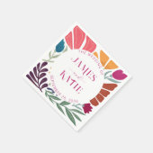 Helder en Bold Kleurrijke Retro Bloemen Bruiloft Servet (Hoek)