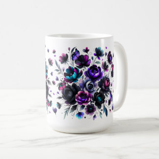 Helder en Donker Bloemrijke Fantasie met Vlinders Koffiemok