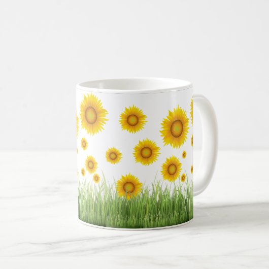 Helder en elegant ontwerp van zonnebloem koffiemok (Voorkant rechts)