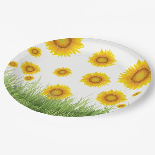 Helder en elegant ontwerp van zonnebloem papieren bordje (Gekanteld)
