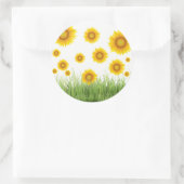 Helder en elegant ontwerp van zonnebloem ronde sticker (Tas)