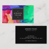Helder en gedurfd Abstract Waterverf ontwerp II Visitekaartje (Voorkant / Achterkant)