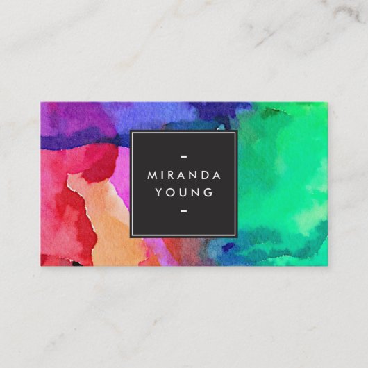 Helder en gedurfd Abstract Waterverf ontwerp II Visitekaartje (Voorkant)