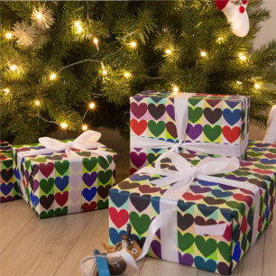 Helder en gedurfd Kleurrijk Harten Motief Cadeaupapier