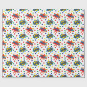 Helder en gedurfd superheldenpatroon cadeaupapier (Vlak)