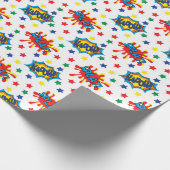 Helder en gedurfd superheldenpatroon cadeaupapier (Hoek)