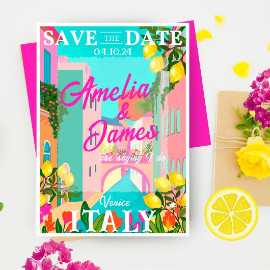 Helder en gewaagd geschilderd Italië Bestemming Br Save The Date