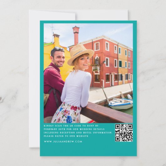 Helder en gewaagd geschilderd Italië Bestemming Br Save The Date (Achterkant)