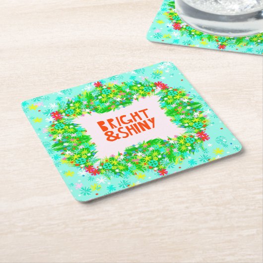 Helder en glanzend Wreath Kartonnen Onderzetters (Schuin)