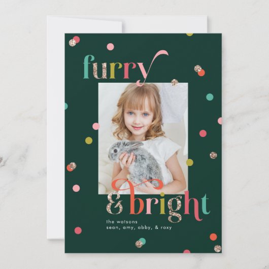 Helder en harig kerstkaart fotokaart (Voorkant)