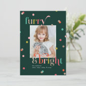 Helder en harig kerstkaart fotokaart (Staand voorkant)