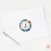 Helder en kleurrijk Abstract marmerend monogram Ronde Sticker (Envelop)