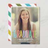 Helder en kleurrijk Afstuderen Aankondiging/Uitnod Uitnodiging Briefkaart (Voorkant / Achterkant)