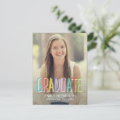 Helder en kleurrijk Afstuderen Aankondiging/Uitnod Uitnodiging Briefkaart (Staand voorkant)