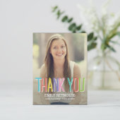 Helder en kleurrijk Afstuderen bedankkaart Briefkaart (Staand voorkant)