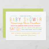 Helder en kleurrijk Baby shower uitnodigen Kaart (Voorkant / Achterkant)