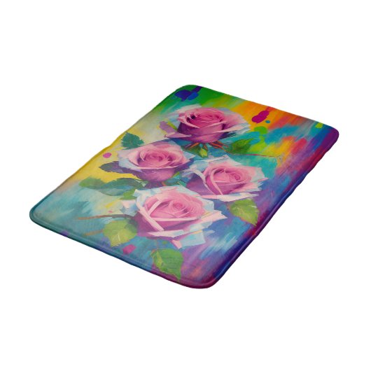 Helder en kleurrijk Engelstalige tuinroze rozen Badmat (Gekanteld)