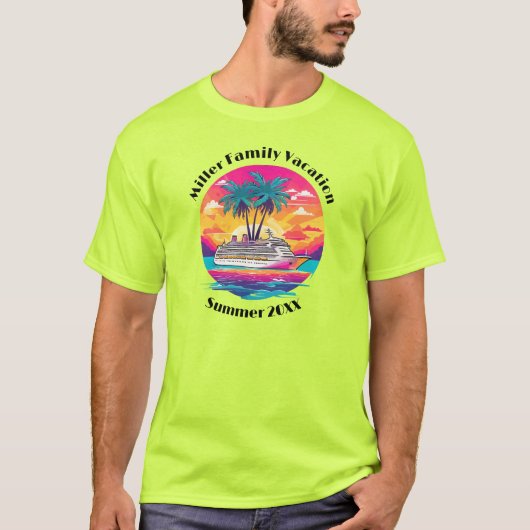 Helder en kleurrijk familie vakantie cruise T-shir T-shirt (Voorkant)
