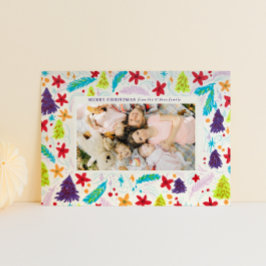 Helder en kleurrijk Gekke Winter Lijst Feestdagenkaart