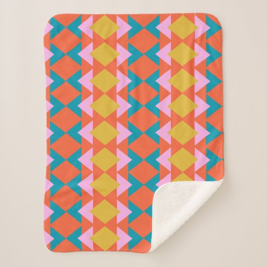 Helder en kleurrijk geometrisch patroon in Oranje Sherpa Deken (Voorkant)