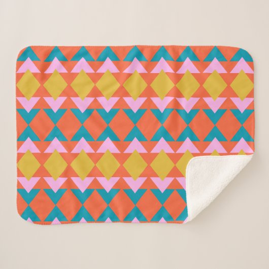 Helder en kleurrijk geometrisch patroon in Oranje Sherpa Deken (Voorkant (horizontaal))