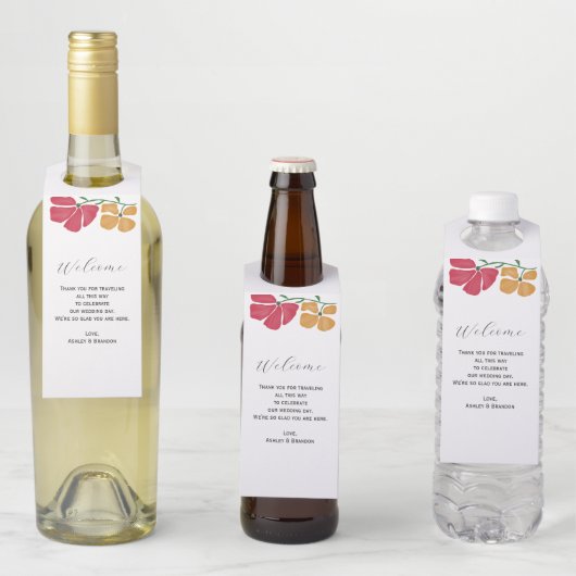 Helder en kleurrijk Hotel Gast Bruiloft Welkom Flessenhanger (In situ)