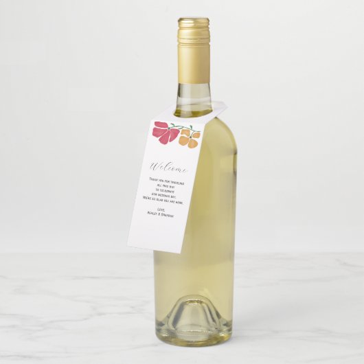 Helder en kleurrijk Hotel Gast Bruiloft Welkom Flessenhanger (Schuin)