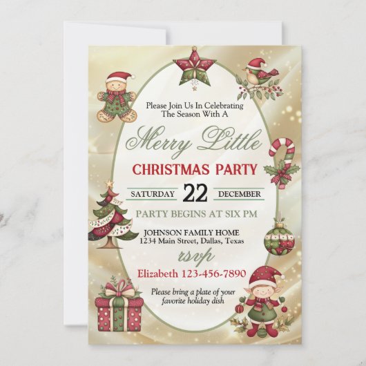Helder en Kleurrijk Kerstfeest Uitnodiging (Voorkant)