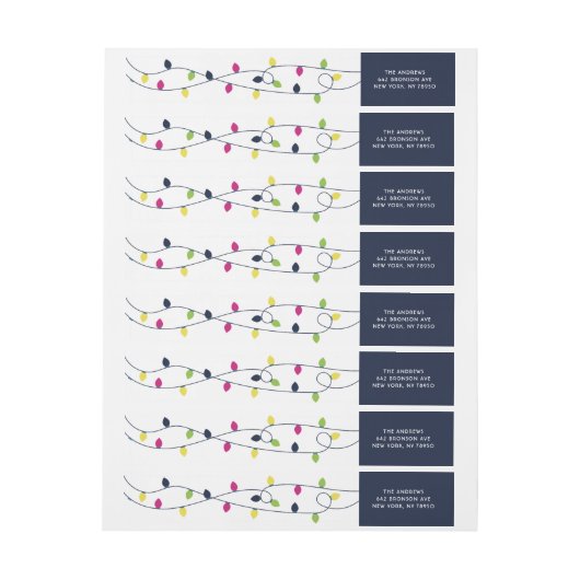 Helder en kleurrijk kerstlampetiket (Vel)