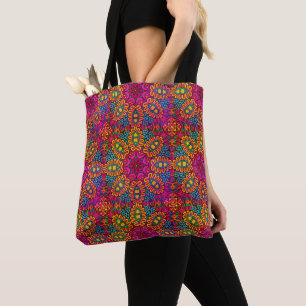 Helder en kleurrijk Mandala Tote Bag