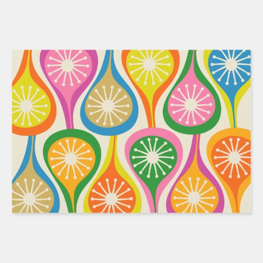 Helder en kleurrijk Mid Century Modern Atomic Fun Inpakpapier Vel (Voorkant 2)