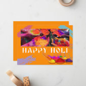 Helder en kleurrijk poeder voor Holi-viering Notitiekaartje (Voorkant / Achterkant in situ)