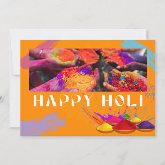 Helder en kleurrijk poeder voor Holi-viering Notitiekaartje