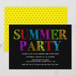 Helder en kleurrijk typografie zomerfeest kaart