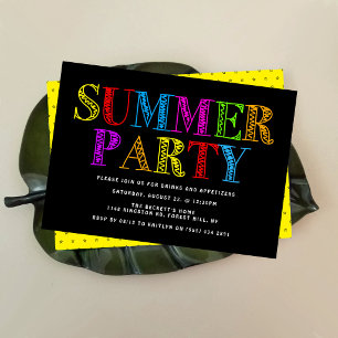 Helder en kleurrijk typografie zomerfeest kaart