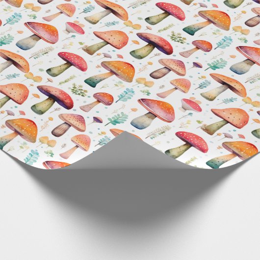 Helder en kleurrijk Waterverf paddenstoelenpatroon Cadeaupapier (Hoek)